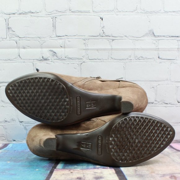 Aerosoles Brown Leather Side Zip Ankle Strap Heeled Booties Size 9 - Picture 8 of 9